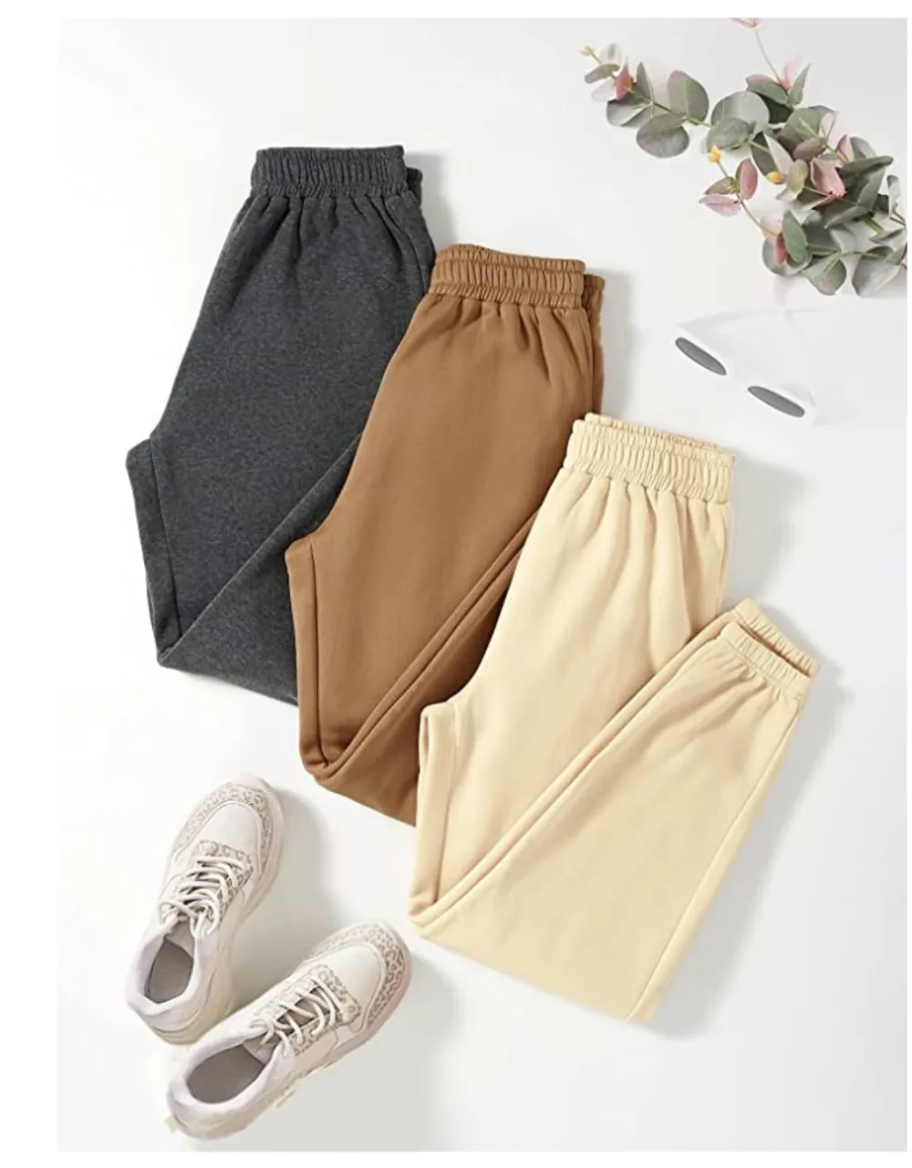 SheIn Women's 3 Packs Drawstring Elastic Waist Thermal Sweatpants