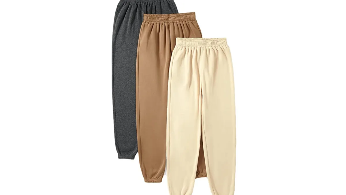 SheIn Women's 3 Packs Drawstring Elastic Waist Thermal Sweatpants