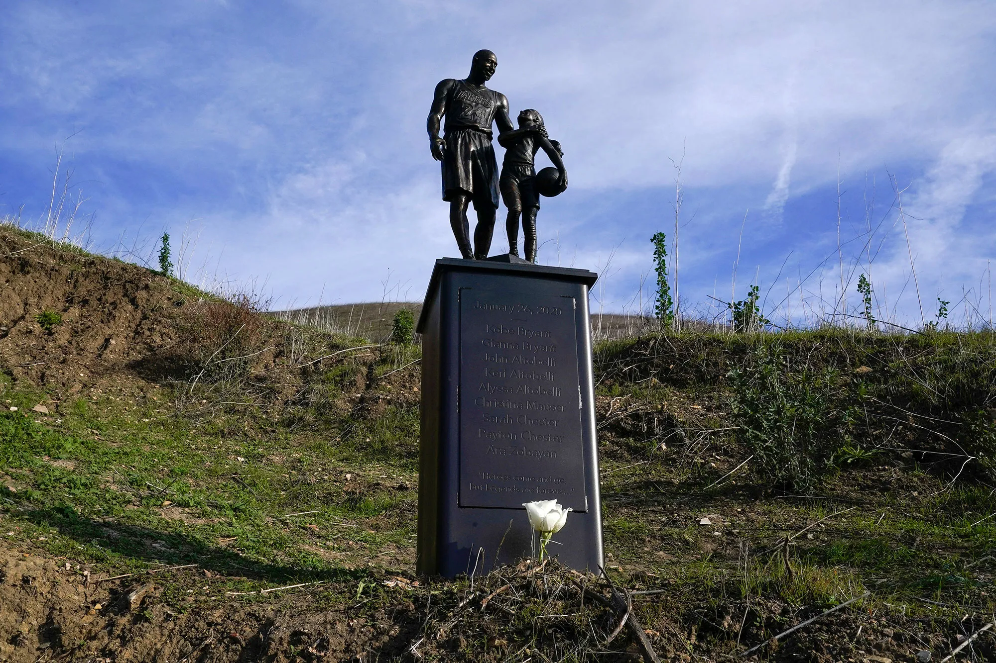 Statue of Kobe and Gianna Bryant Erected at Crash Site 2 Years After Their Deaths