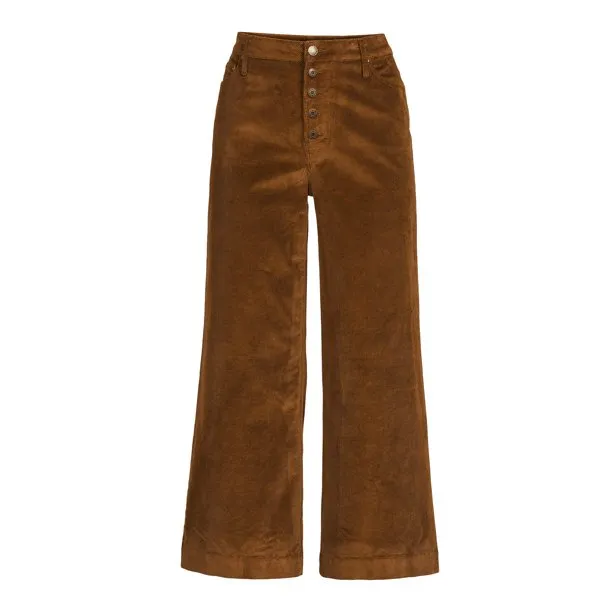 Time and Tru Women&rsquo;s Wide Leg Corduroy Pants