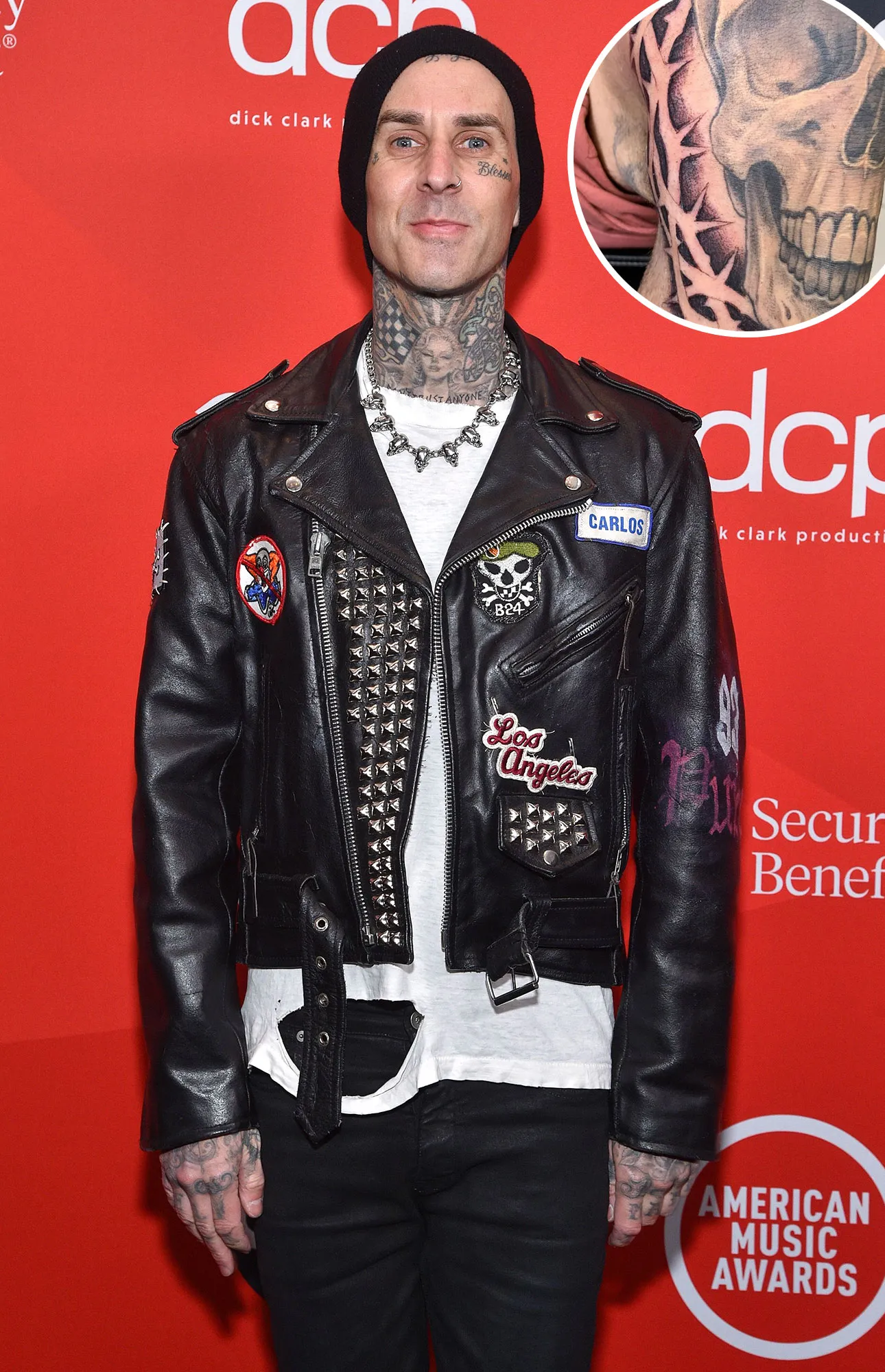 Travis Barker Gets a Massive Barbed Wire Tattoo During His Dentist Appointment