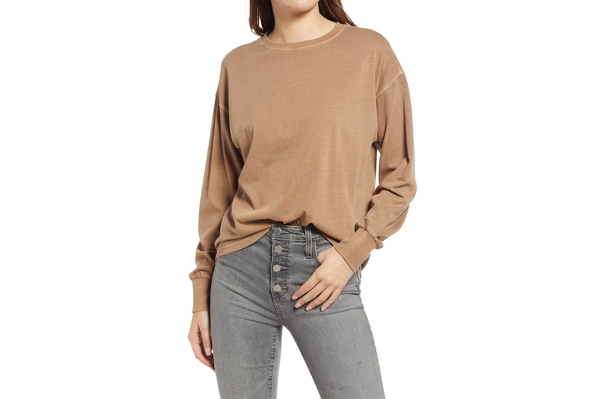 Treasure & Bond Garment Dyed Long Sleeve Organic Cotton T-Shirt