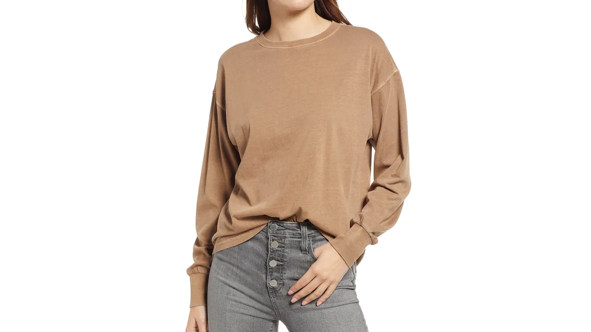 Treasure & Bond Garment Dyed Long Sleeve Organic Cotton T-Shirt