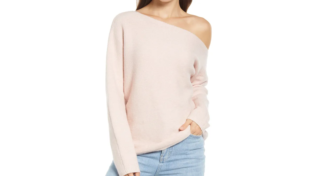 Treasure & Bond Sparkle One-Shoulder Sweater