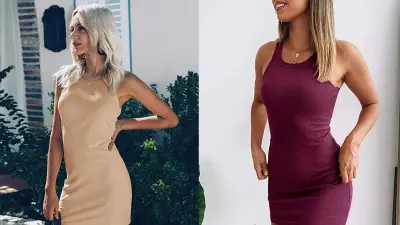 UMEKO Women's Bodycon Ribbed Stretch Dress