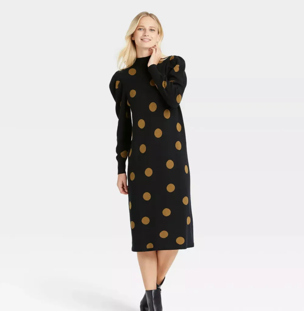 Who What Wear Women's Puff Long Sleeve Sweater Dress