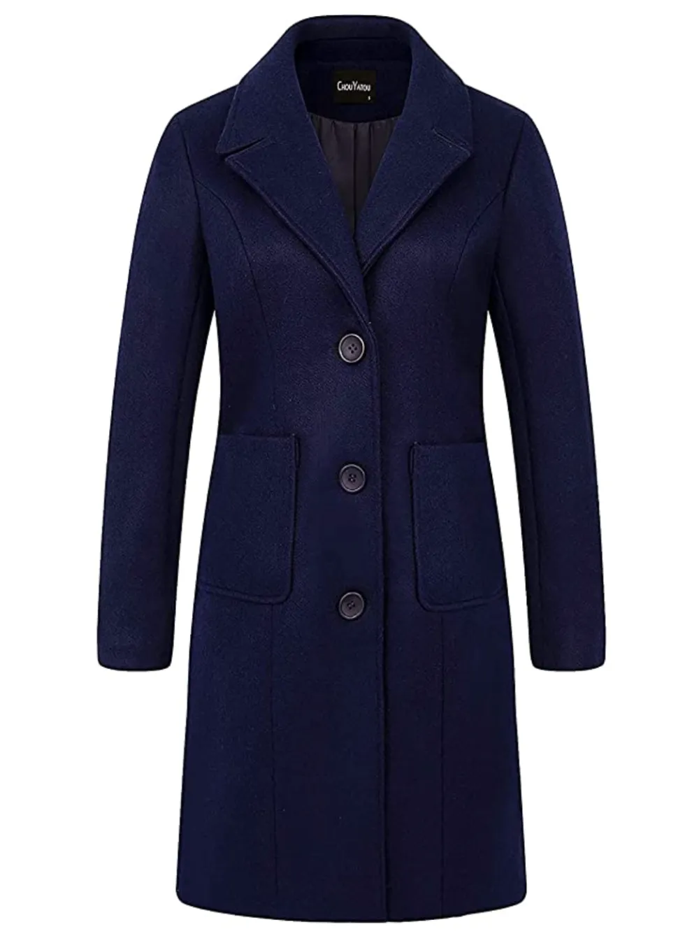 chouyatou Women's Big Notch Lapel Wool Blend Coat