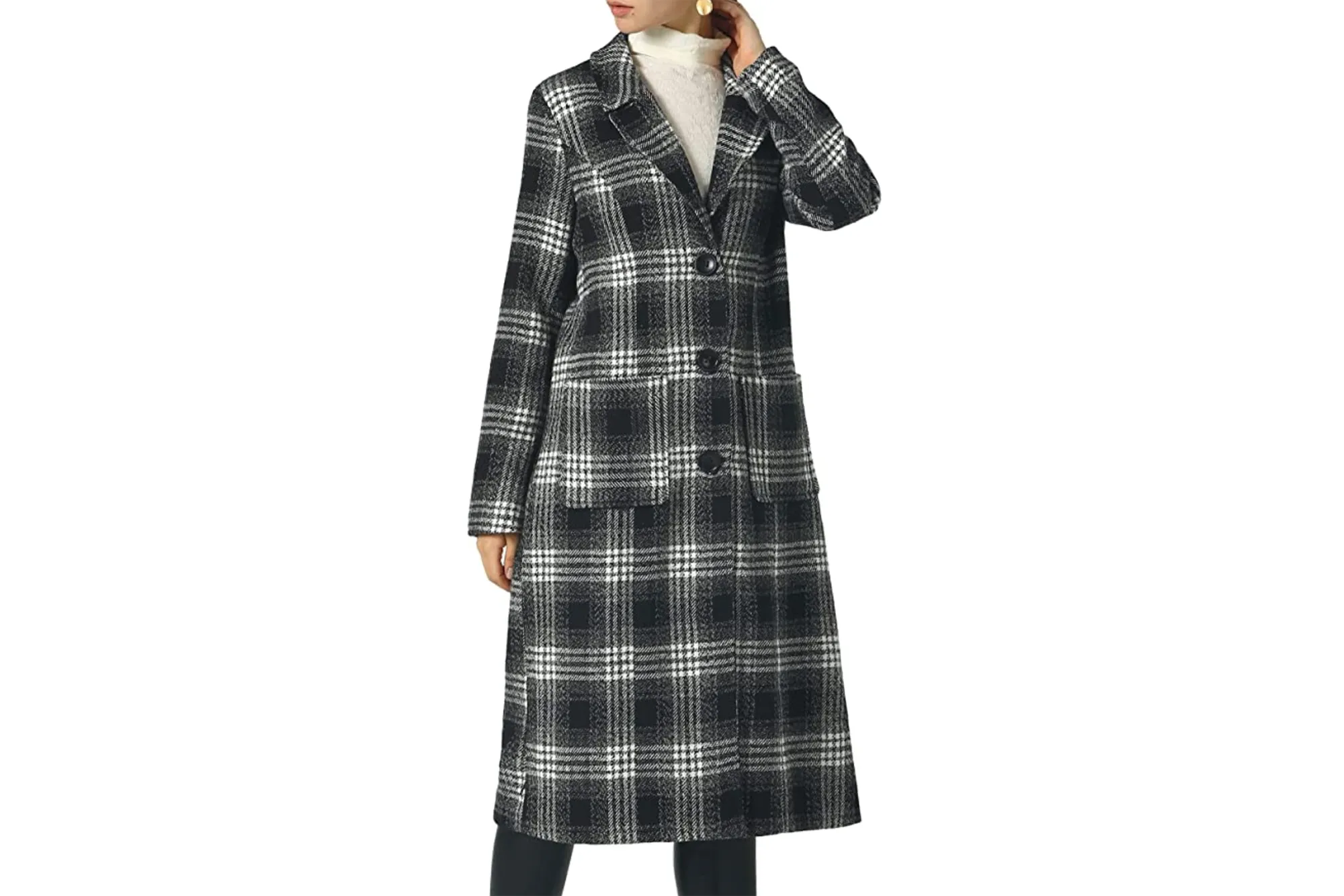 chouyatou Women's Big Notch Lapel Wool Blend Coat
