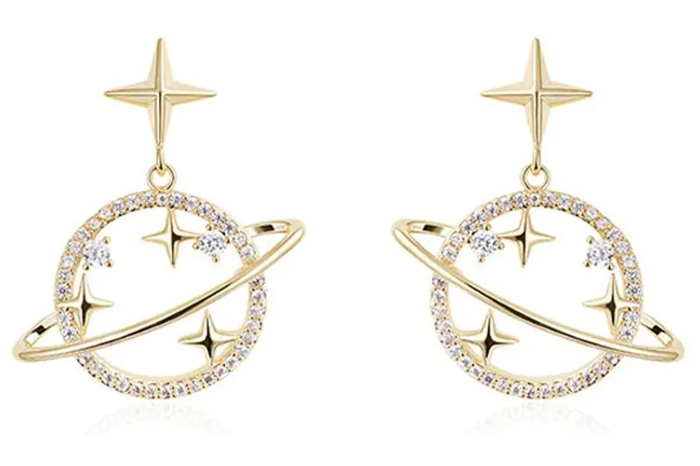 gold Saturn earrings