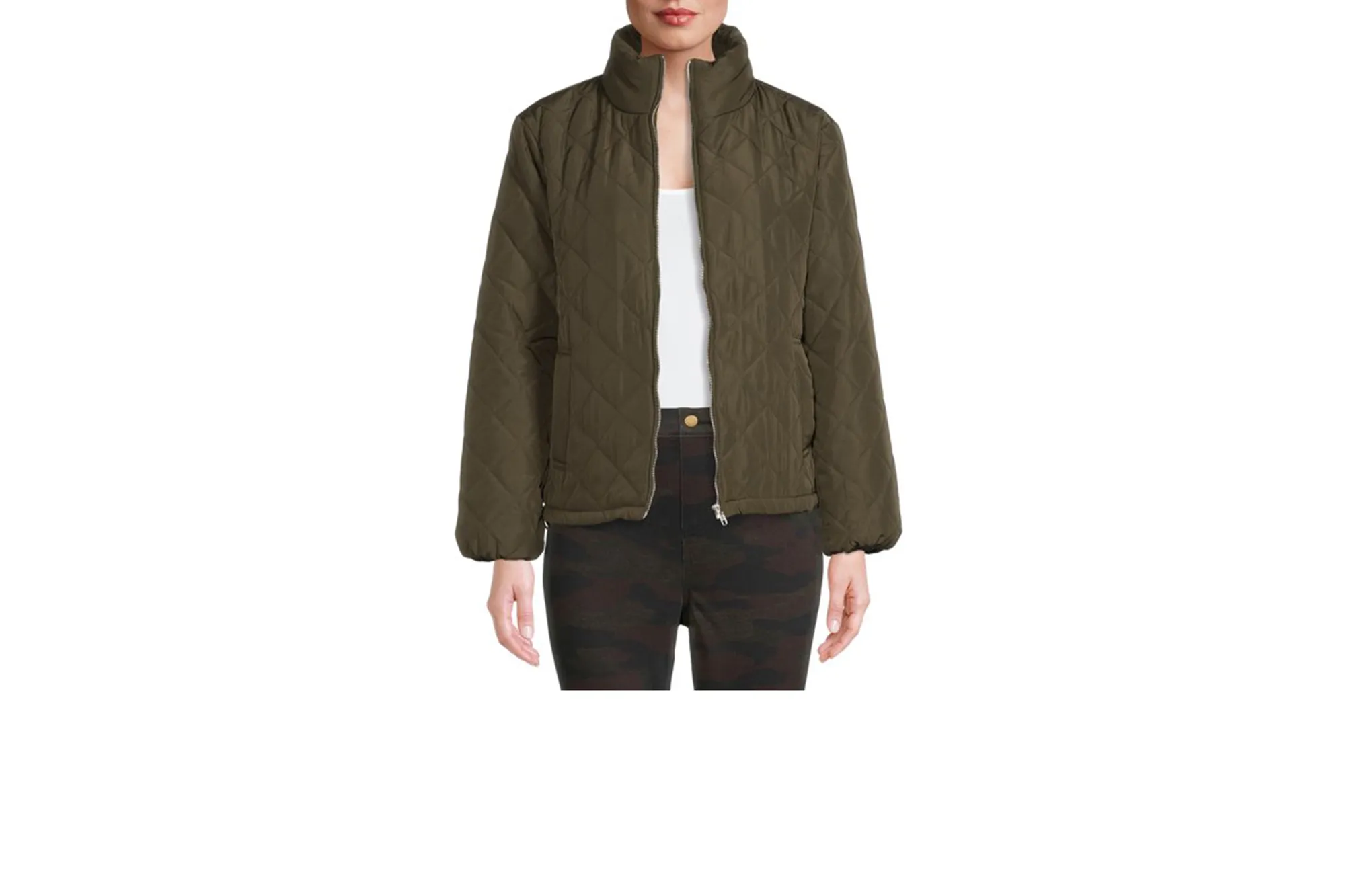green quilted jacket