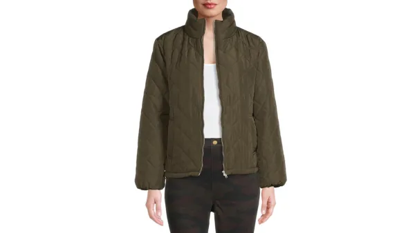 green quilted jacket