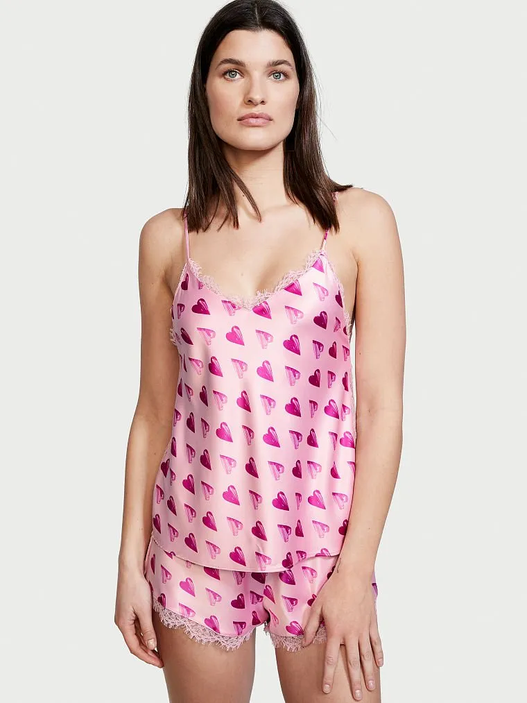 heart print cami set