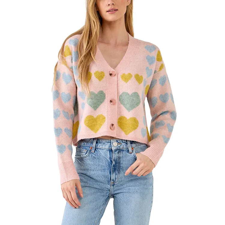 pink pastel heart cardigan