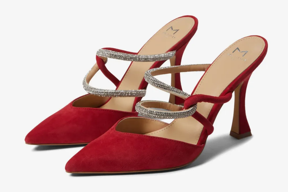 red embellished heels