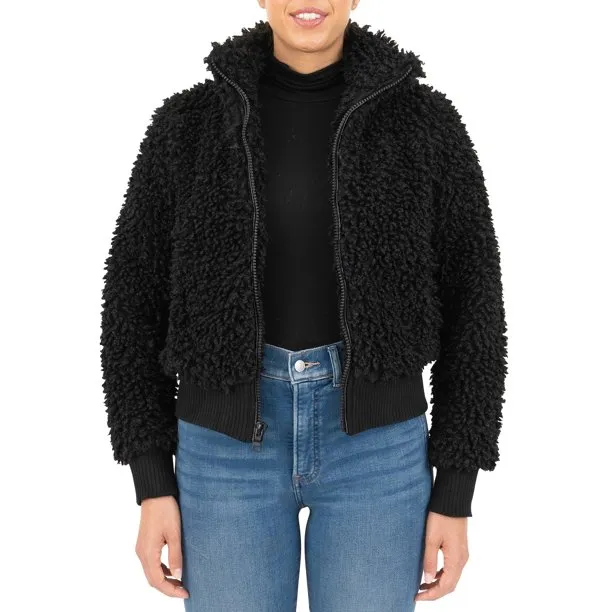 Cyn & Luca Women's Faux Sherpa Bomber Jacket