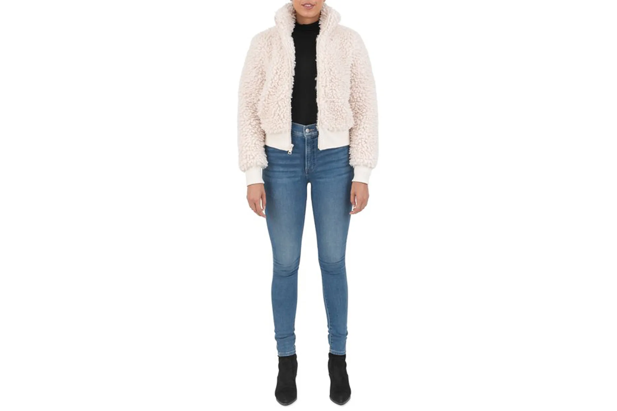 Cyn & Luca Women's Faux Sherpa Bomber Jacket