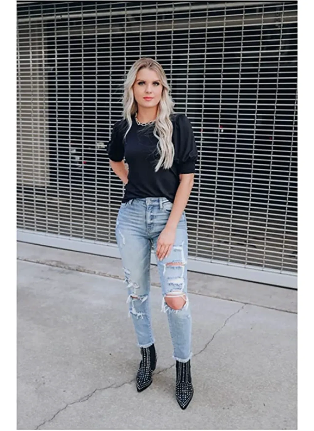 DOROSE Women's Casual Puff Sleeve Blouse