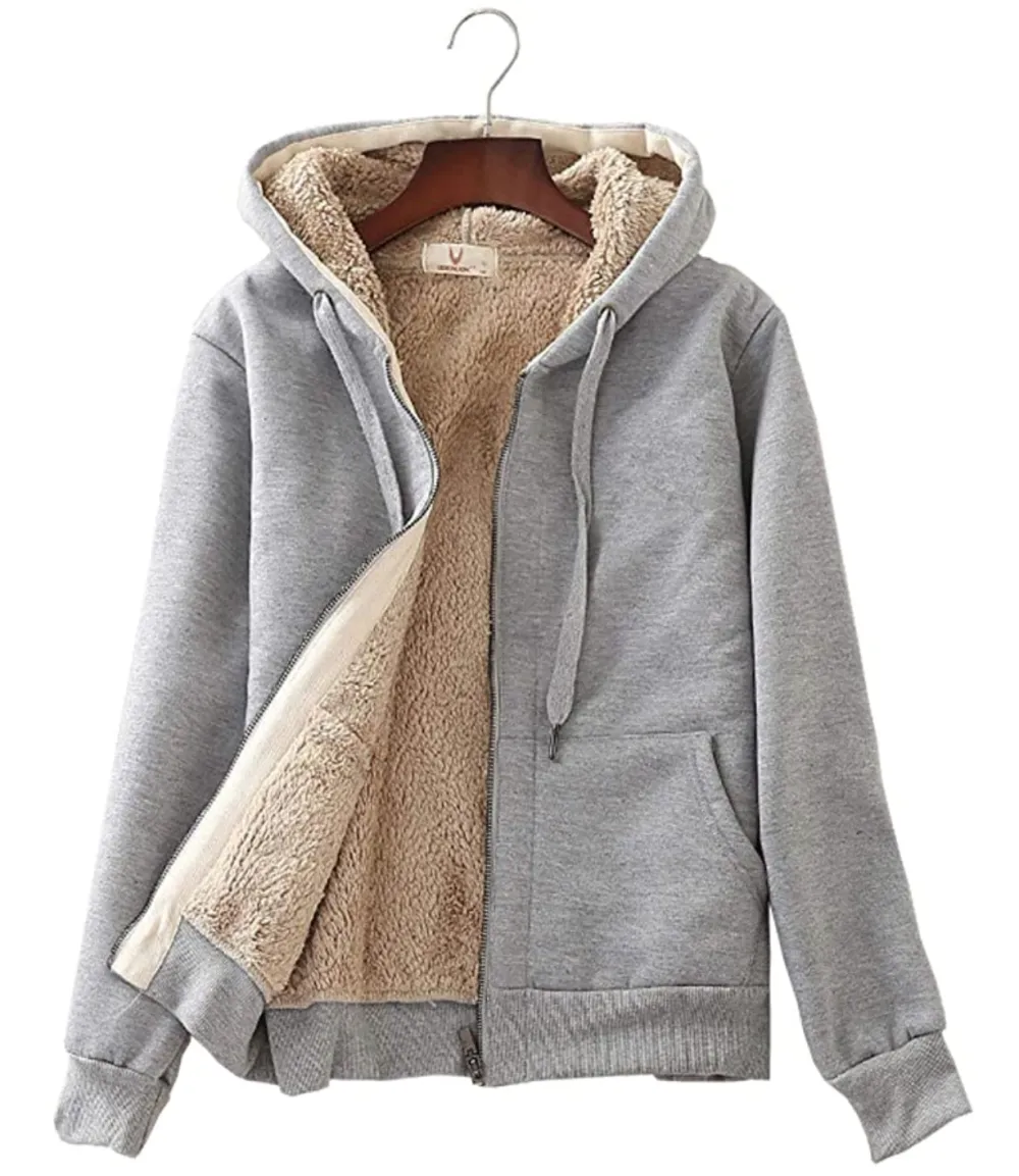 Flygo Women's Winter Warm Sherpa Fleece Lined Zip Up Hoodie