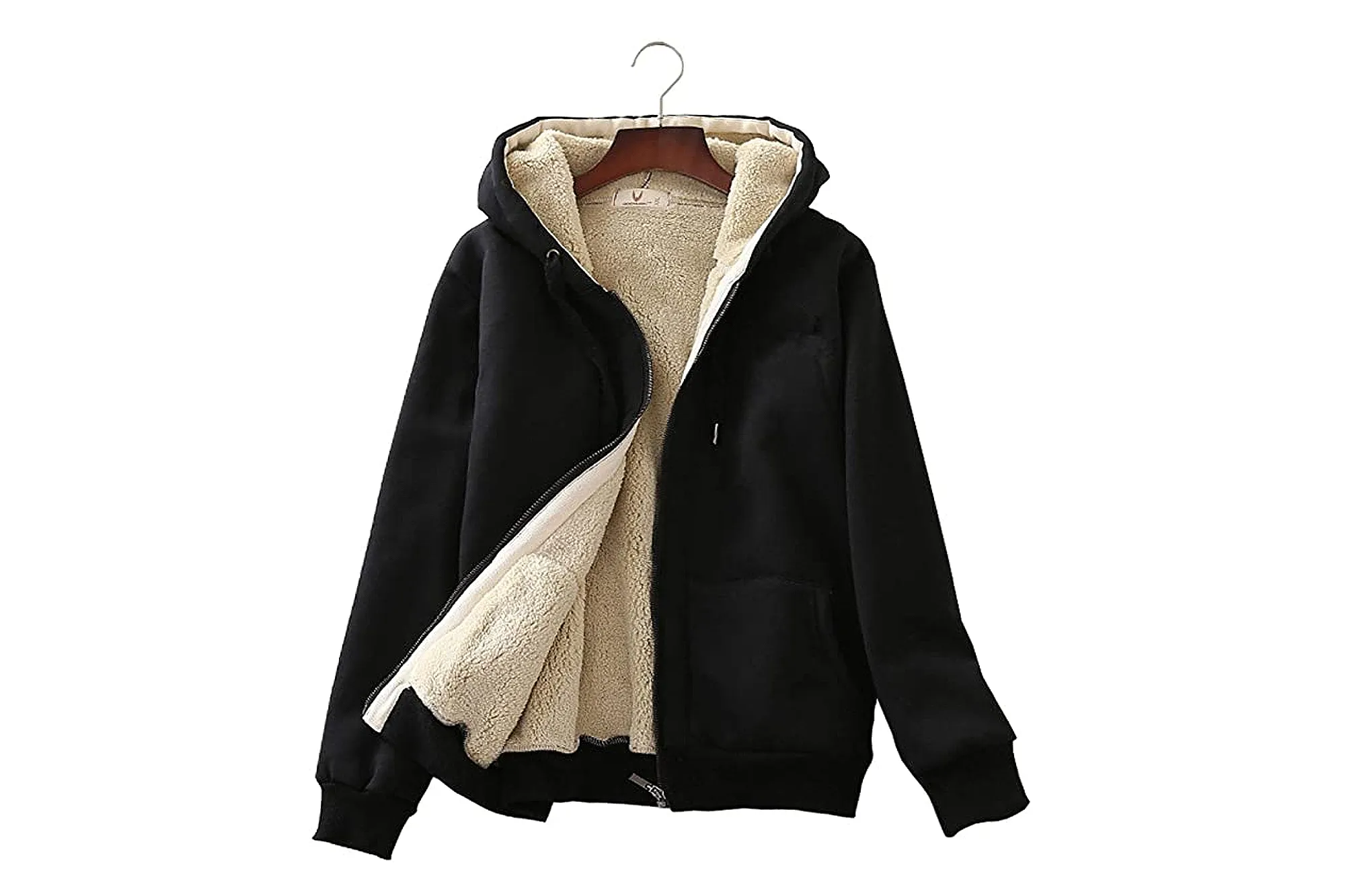 Flygo Women's Winter Warm Sherpa Fleece Lined Zip Up Hoodie