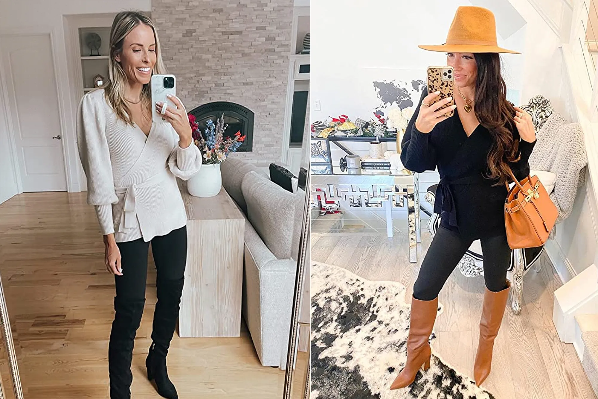 KIRUNDO Women’s V Neck Balloon Sleeve Wrap Sweater