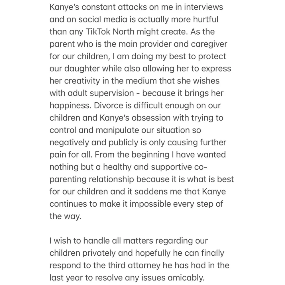 Kim Kardashian Defends Daughter North&rsquo;s TikTok Use After Kanye West&rsquo;s Diss