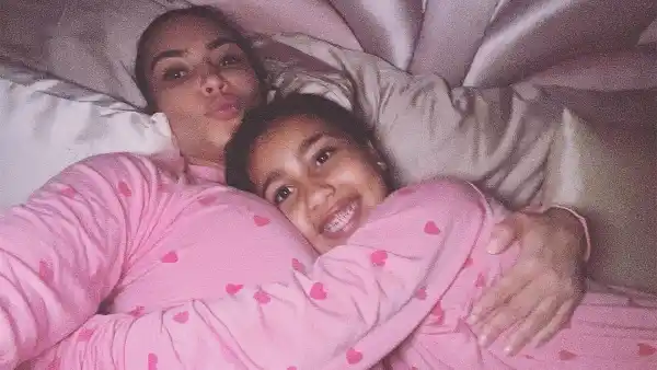 Kim Kardashian and North West Twinning in Pink PJs