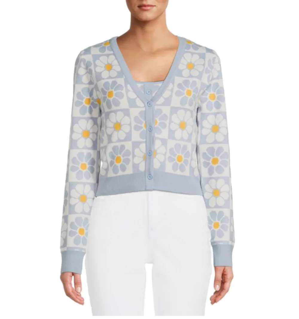 Liv & Lottie Women's Juniors Retro Y2K Cardigan Tank Set