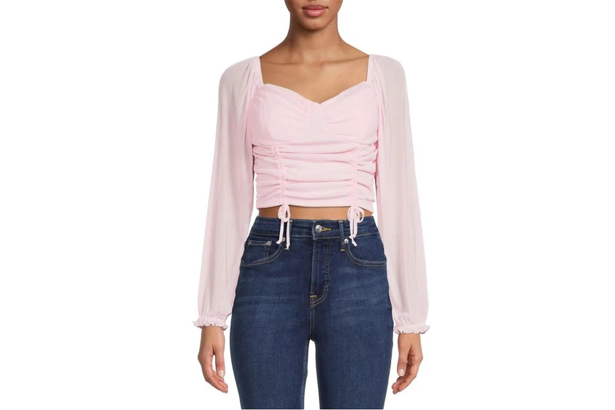 Madden NYC Front Shirred Peasant Top