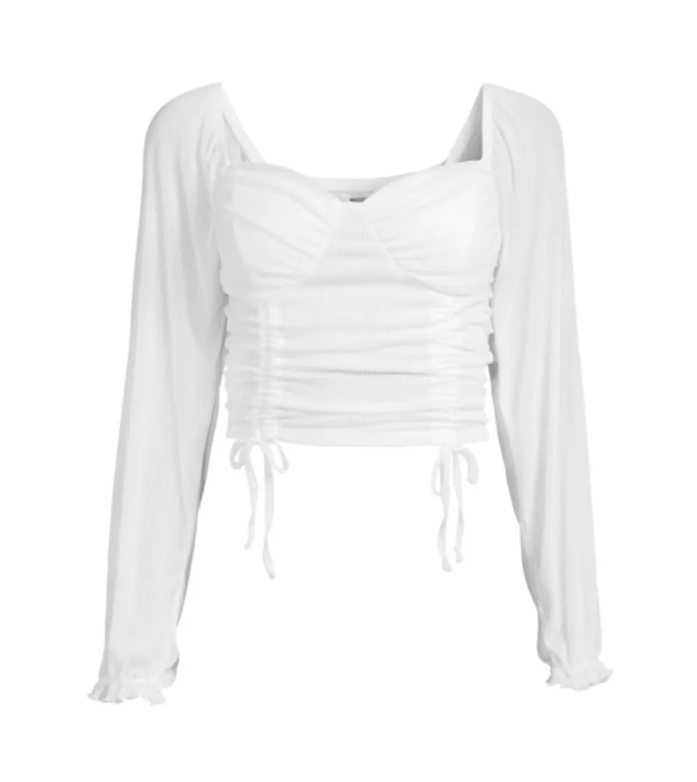 Madden NYC Front Shirred Peasant Top
