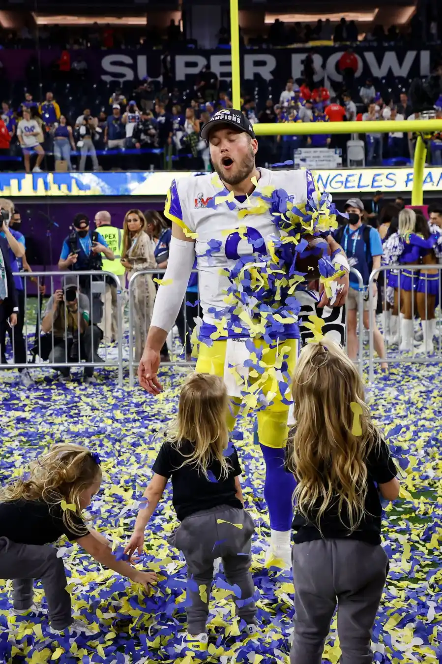 Matthew Stafford Celebrates Los Angeles Rams’ Super Bowl Win With His Kids