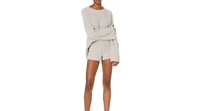 The Drop Women's Alice Crewneck Back Slit Ribbed Pullover Sweater