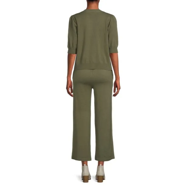 Time and Tru Women's Cardigan Sweater/Pant Set