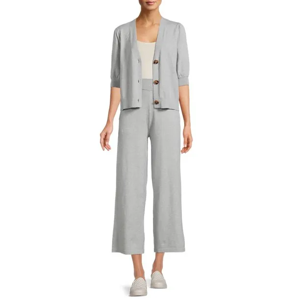 Time and Tru Women's Cardigan Sweater/Pant Set
