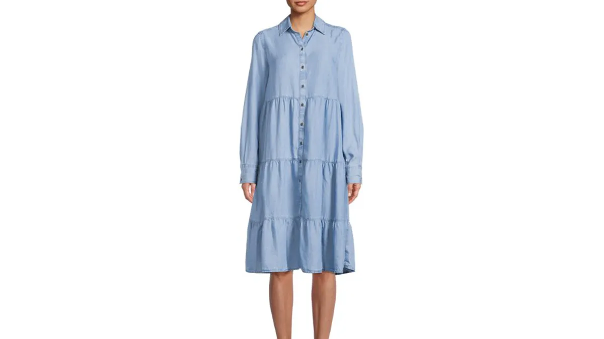 Time and Tru Women's Tiered Dress with Long Sleeves