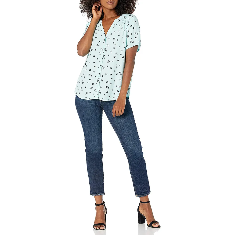 amazon-essentials-woven-blouse-blue-poppy