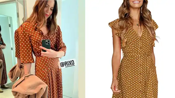 mandy-moore-brown-polka-dot-dress