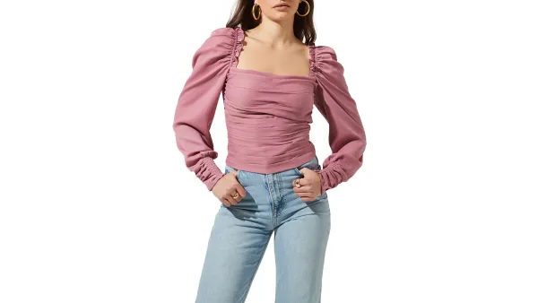 pink puff sleeve top