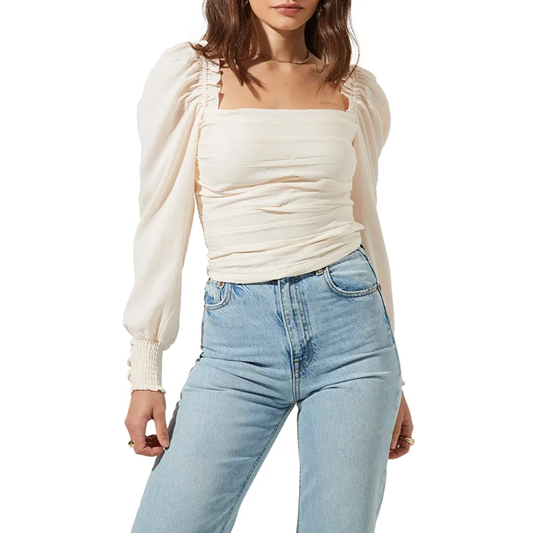 white puff sleeve top