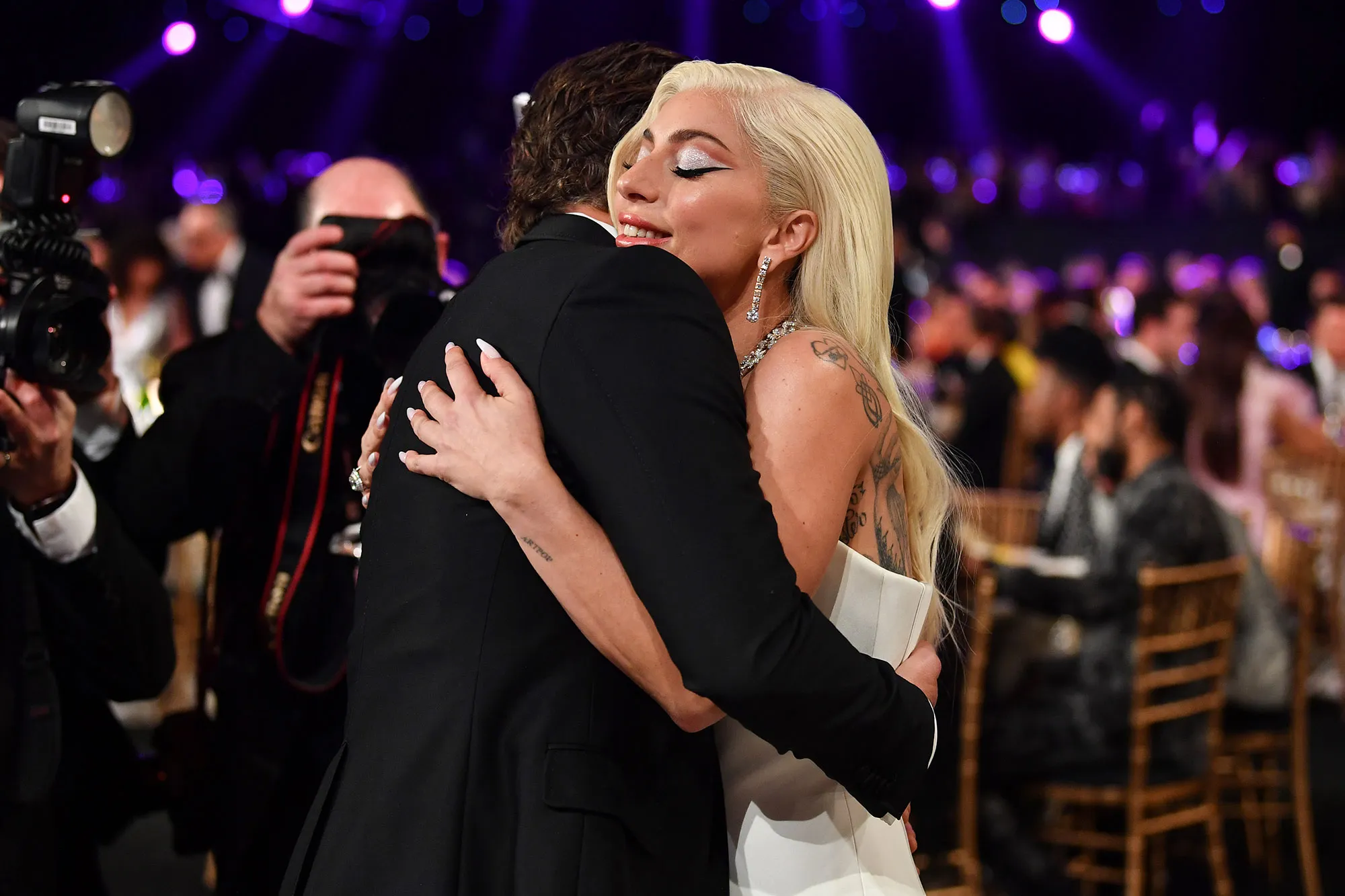 A Star Is Born Costars Lady Gaga and Bradley Cooper Share a Big Hug at the 2022 SAG Awards
