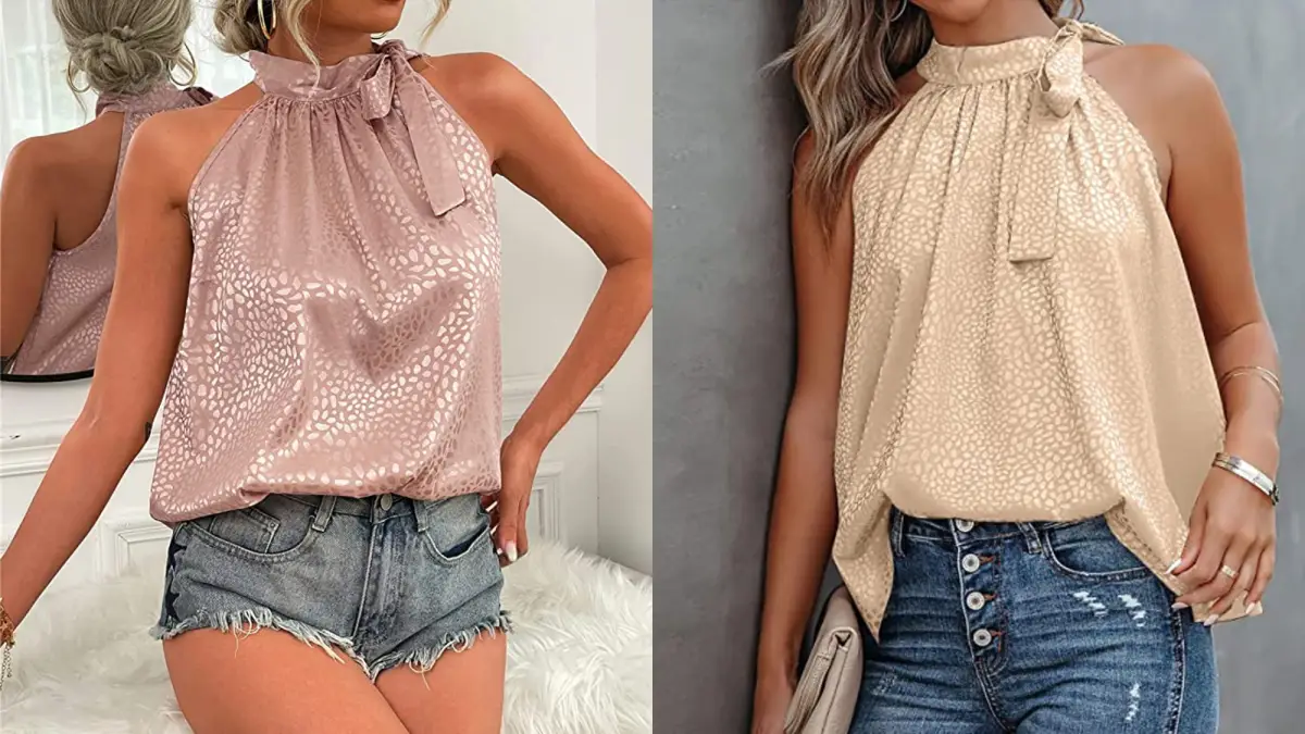 Aiivcxy Women's Tunic Halter Tie Neck Top