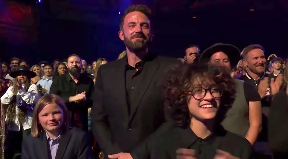 Ben Affleck and Son Samuel Cheer on Jennifer Lopez at 2022 iHeart Radio Music Awards 02