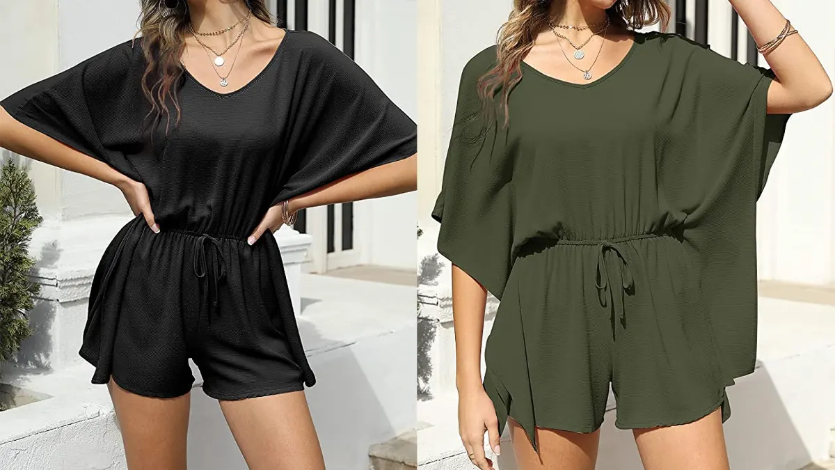 Bigyonger Women's V Neck Loose Romper