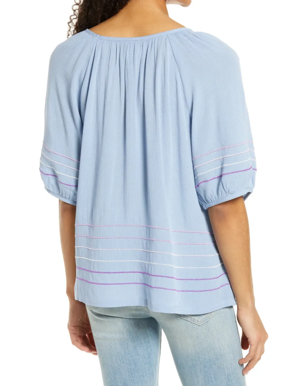 Bobeau Embroidered Top