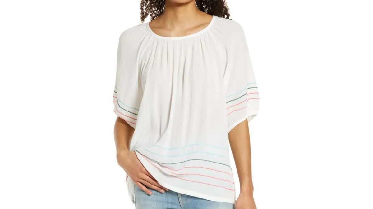 Bobeau Embroidered Top