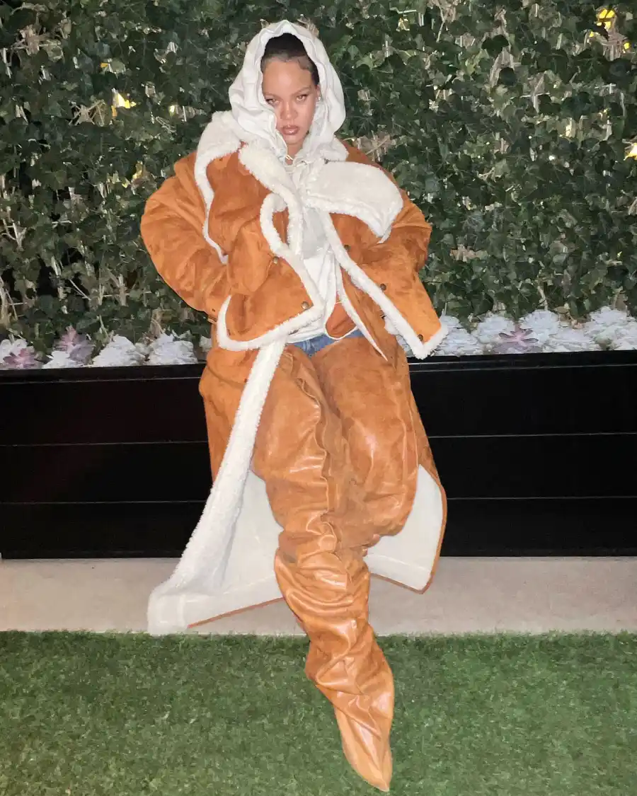 Bundled Up Pregnant Rihanna Rocks Shearling Coat During Paris Fashion Week