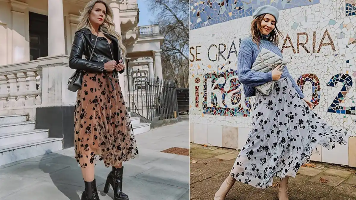 CHICWISH Women's Double-Layered Mesh Midi Skirt