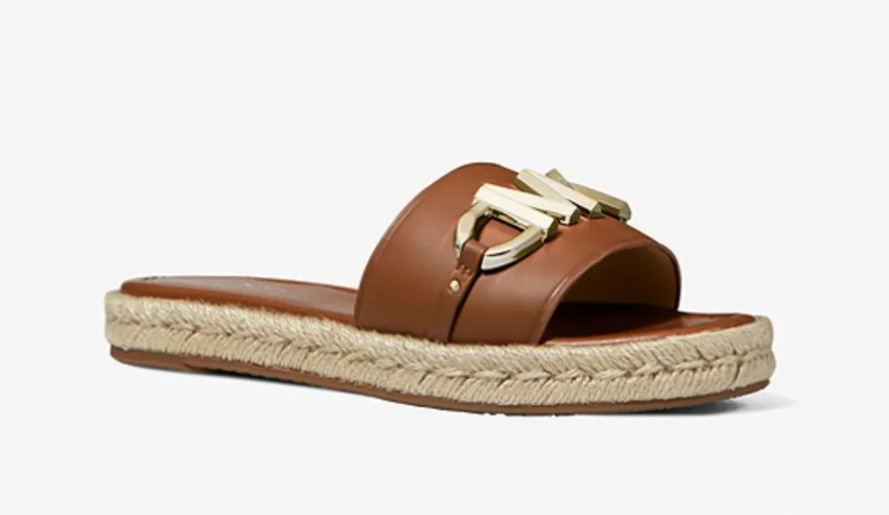 Izzy Logo Embellished Leather Slide Sandal