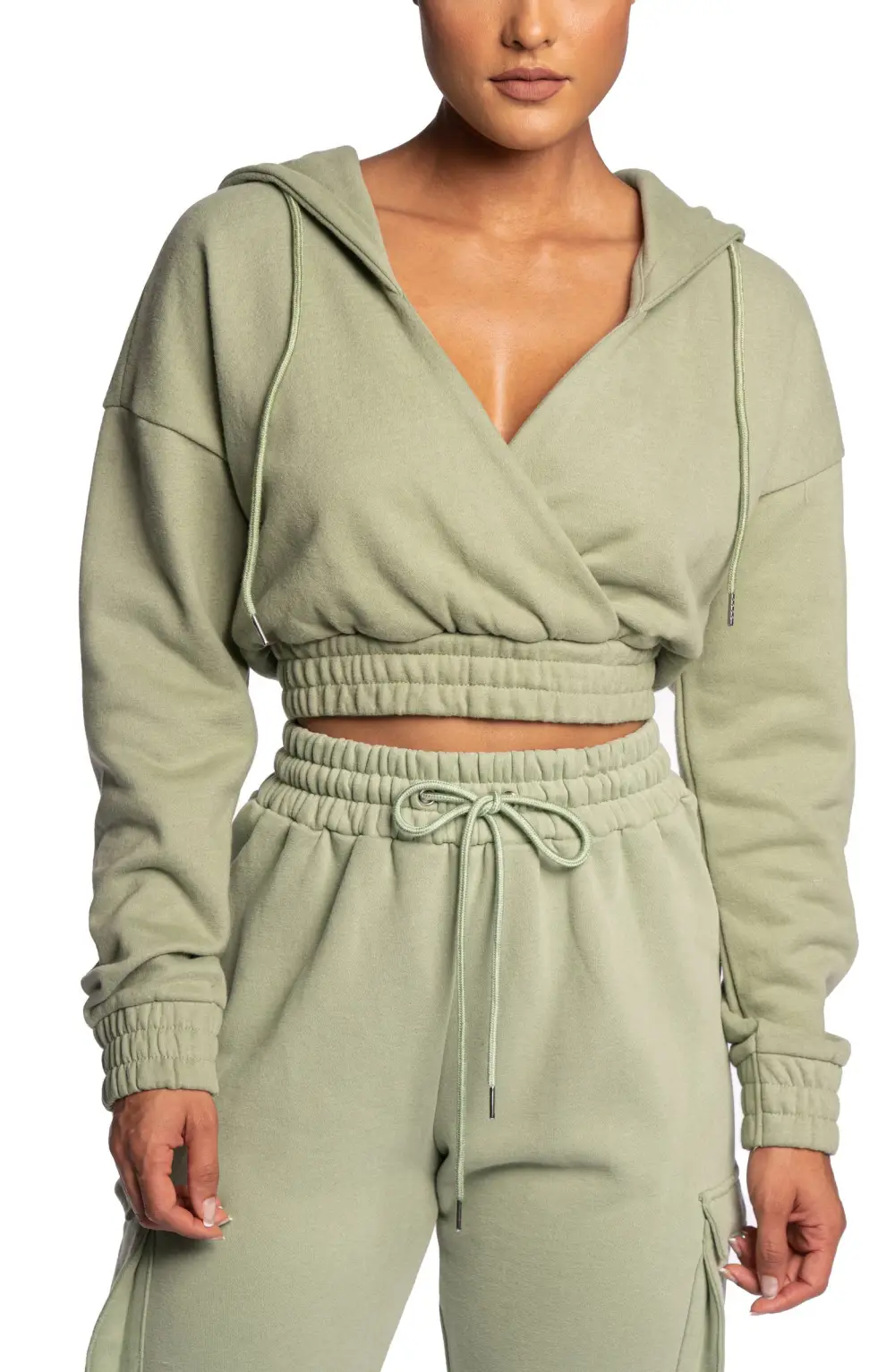 JLUXLABEL Crop Fleece Hoodie