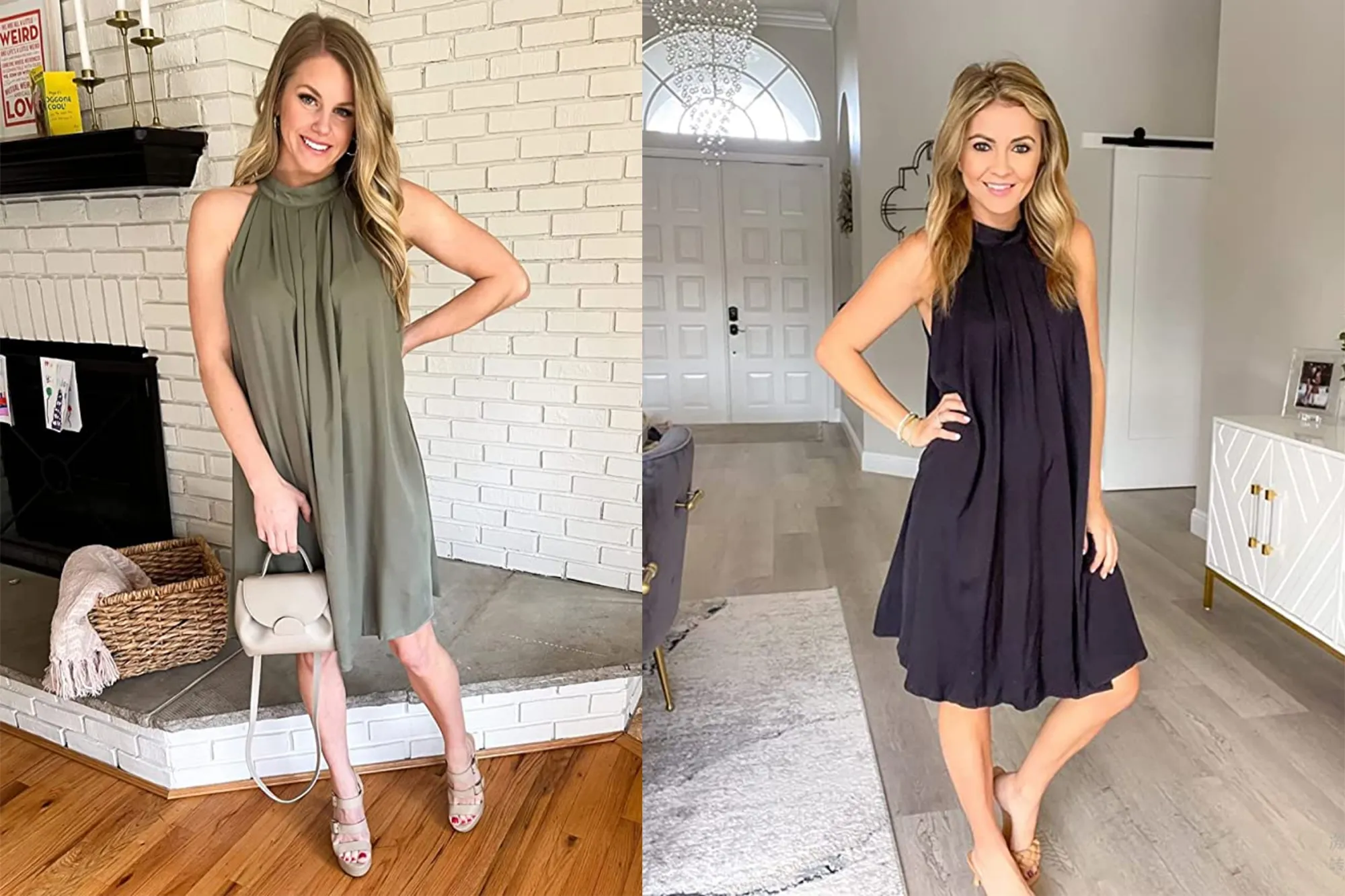 KIRUNDO Women's Halter Neck Sleeveless Mini Dress