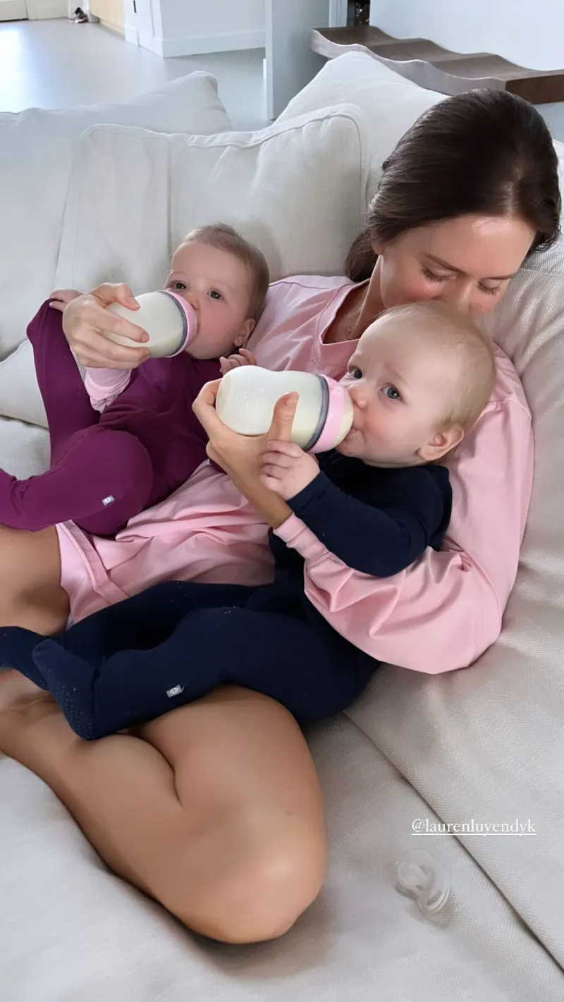 Lauren Burnham and Arie Luyendyk Jr.'s Twins Senna and Lux's Cutest Photos Bottle Babies